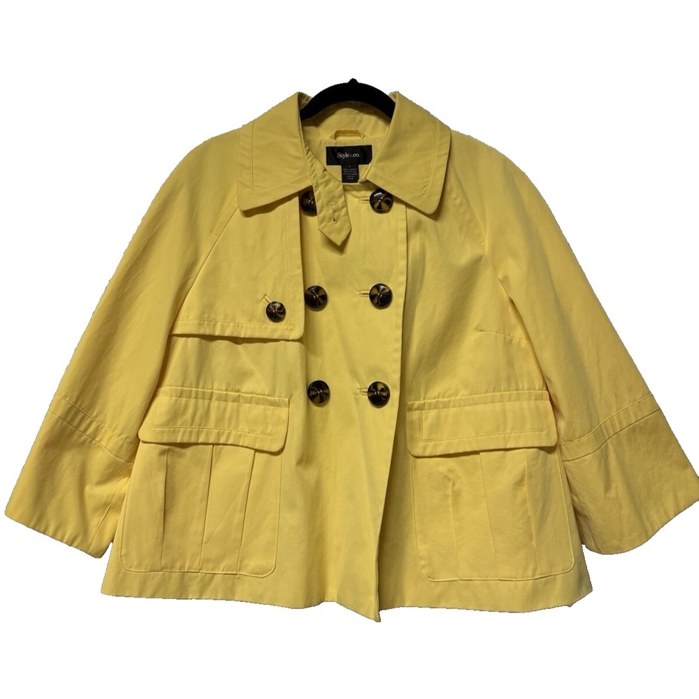 1960s Mod Retro Cropped Swing Double-Breasted Banana Yellow Pea Short Trench